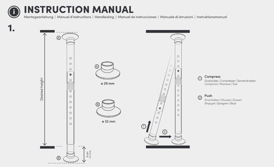 Combo 3 (White pole + 4 hangers)